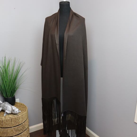 Long Brown Fringed Shawl Wrap – Boho Western Style - Picture 1 of 2